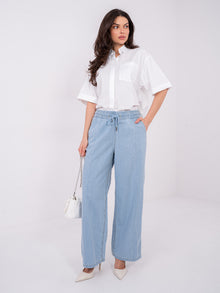 SUBLEVEL Jasnoniebieskie jeansy wide leg z przeszyciami