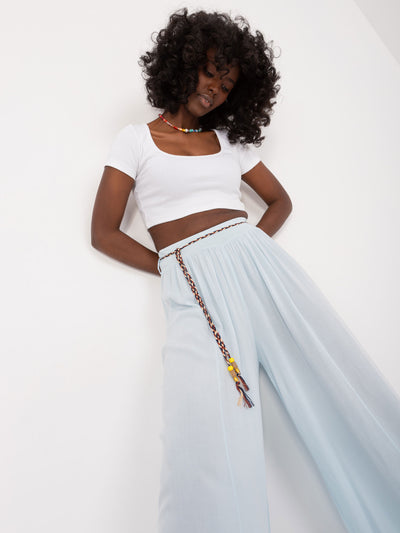 Jasnoniebieskie letnie spodnie wide leg OCH BELLA