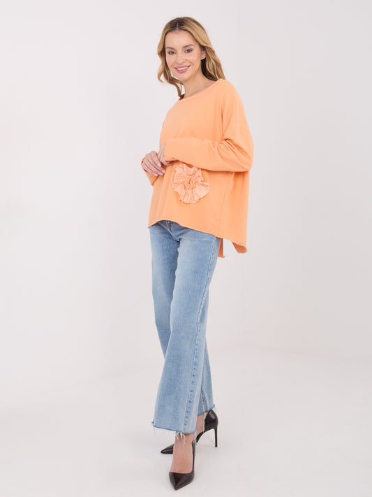Jasnopomarańczowa bluza oversize bez kaptura