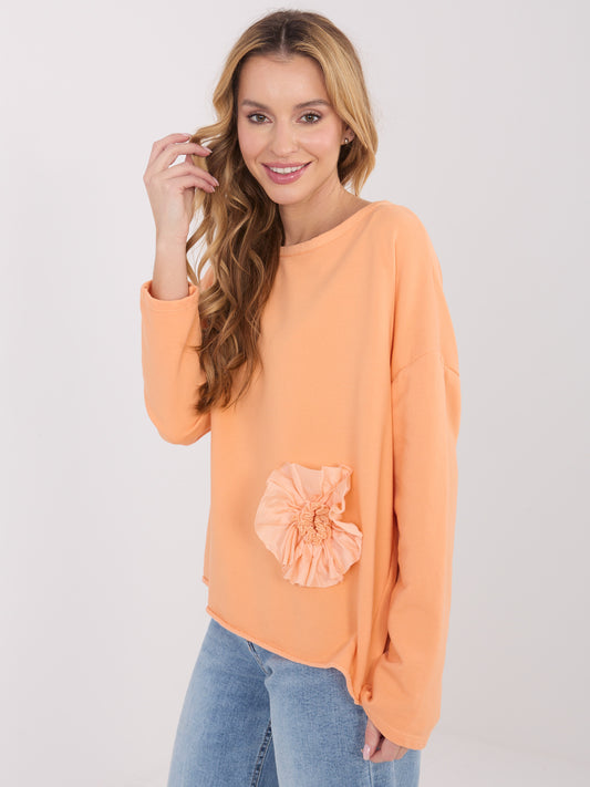 Jasnopomarańczowa bluza oversize bez kaptura