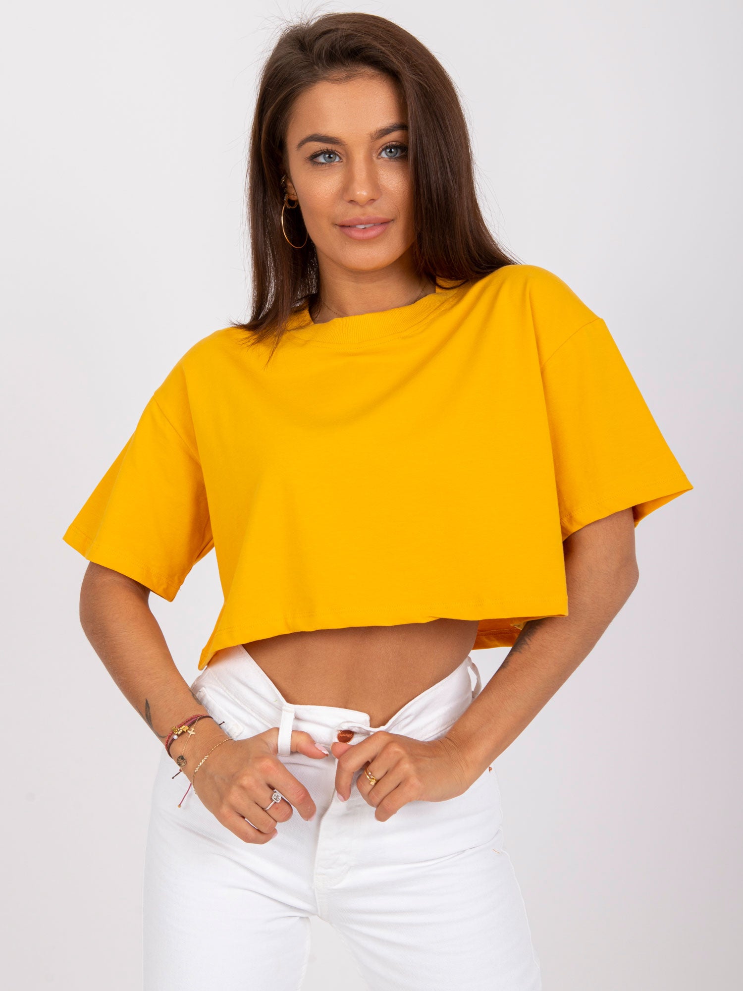 Jasnopomarańczowy damski t-shirt basic