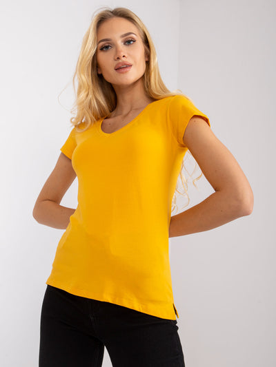 T-shirt w serek jasnopomarańczowy
