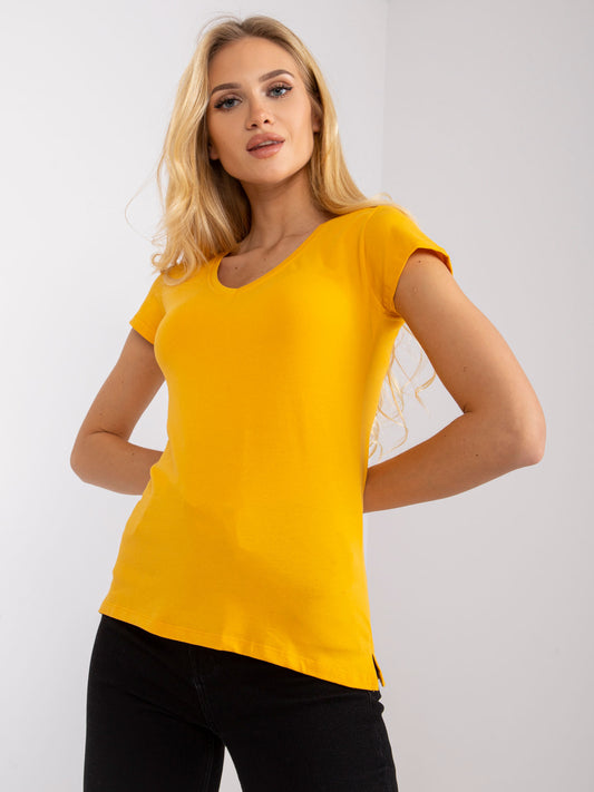 T-shirt w serek jasnopomarańczowy
