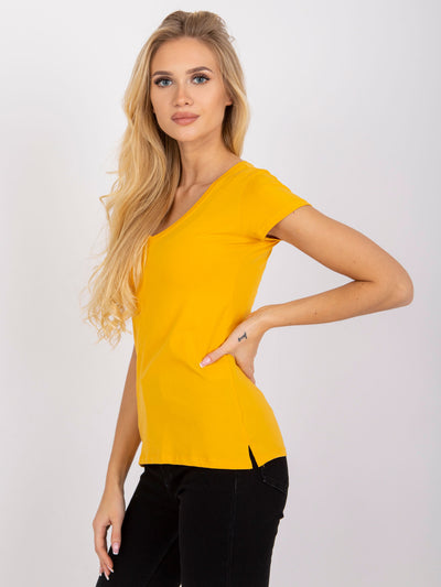 T-shirt w serek jasnopomarańczowy