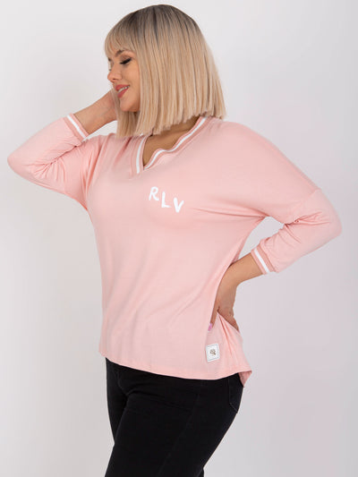 Jasnoróżowa bluzka plus size z bawełny