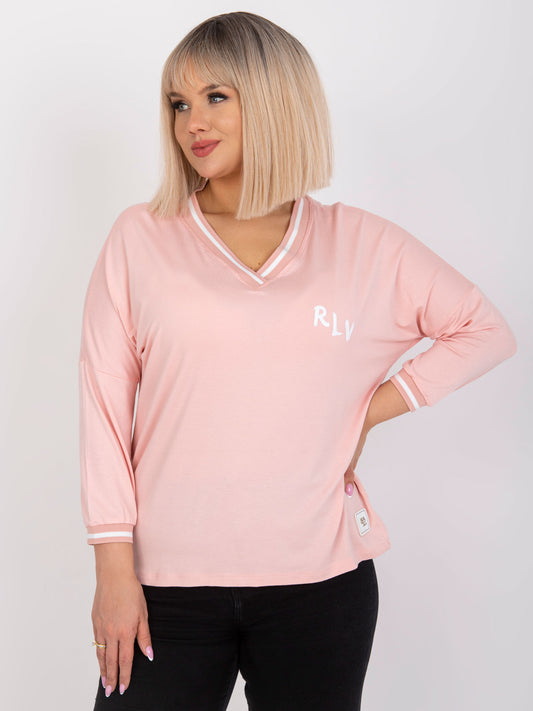 Jasnoróżowa bluzka plus size z bawełny
