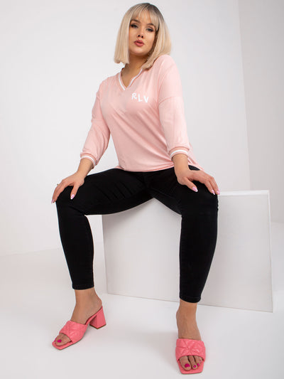 Jasnoróżowa bluzka plus size z bawełny