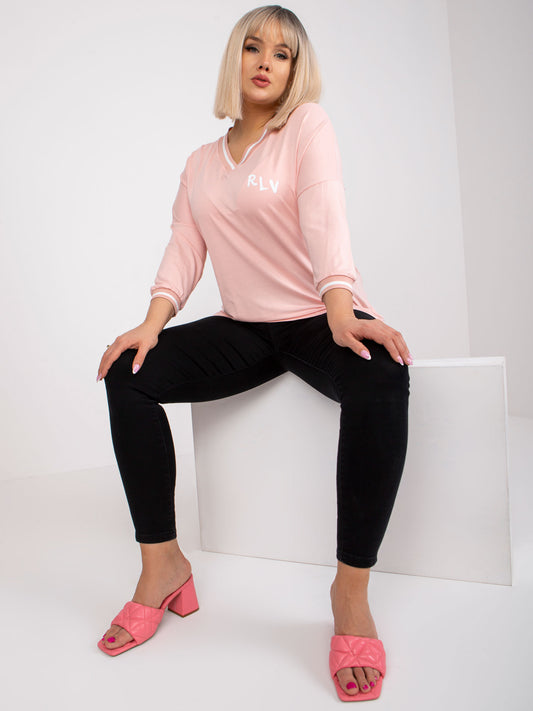 Jasnoróżowa bluzka plus size z bawełny