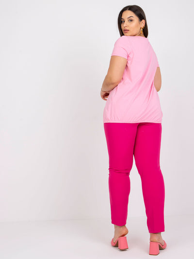 Jasnoróżowa bawełniana bluzka plus size
