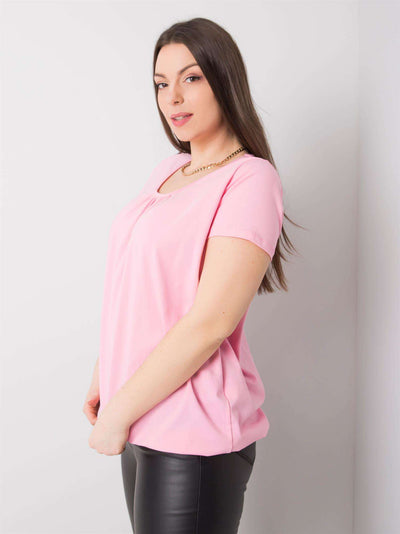 Jasnoróżowa bawełniana bluzka plus size
