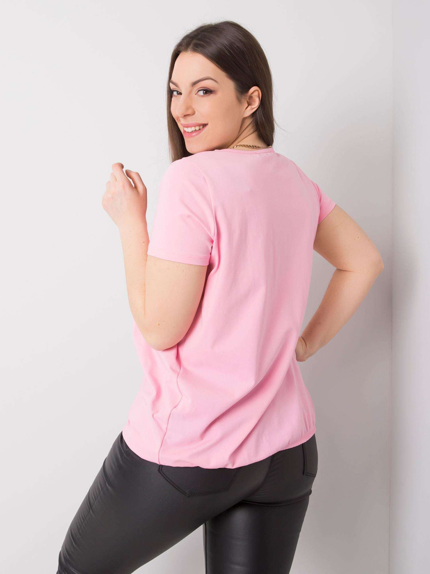 Jasnoróżowa bawełniana bluzka plus size