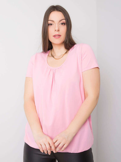 Jasnoróżowa bawełniana bluzka plus size