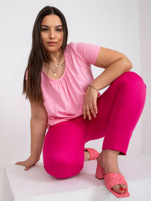 Jasnoróżowa bawełniana bluzka plus size