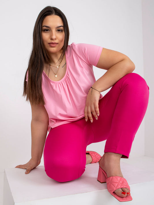 Jasnoróżowa bawełniana bluzka plus size