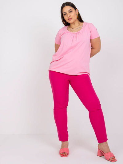 Jasnoróżowa bawełniana bluzka plus size