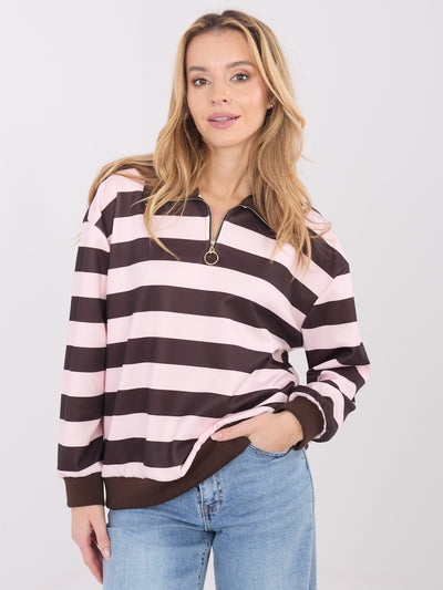 Jasnoróżowa damska bluza oversize w paski