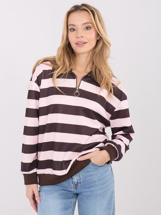 Jasnoróżowa damska bluza oversize w paski