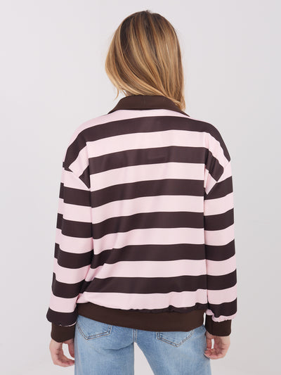 Jasnoróżowa damska bluza oversize w paski