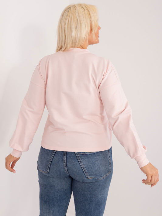 Jasnoróżowa gładka bluza plus size