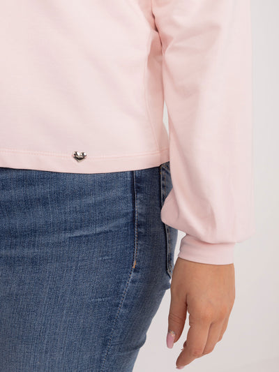 Jasnoróżowa gładka bluza plus size