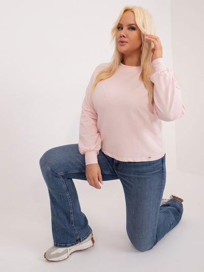 Jasnoróżowa gładka bluza plus size