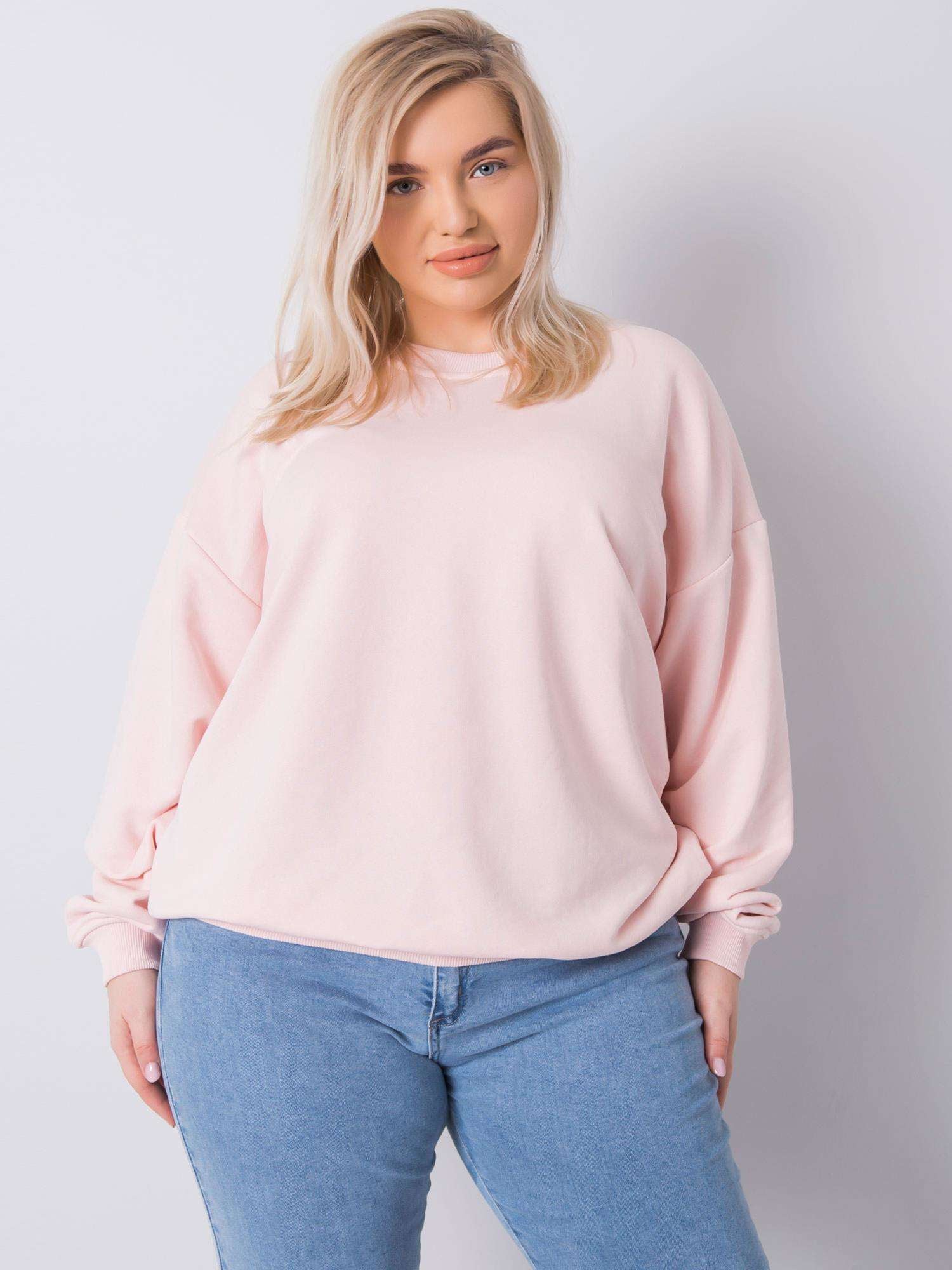 Jasnoróżowa bluza plus size bez kaptura