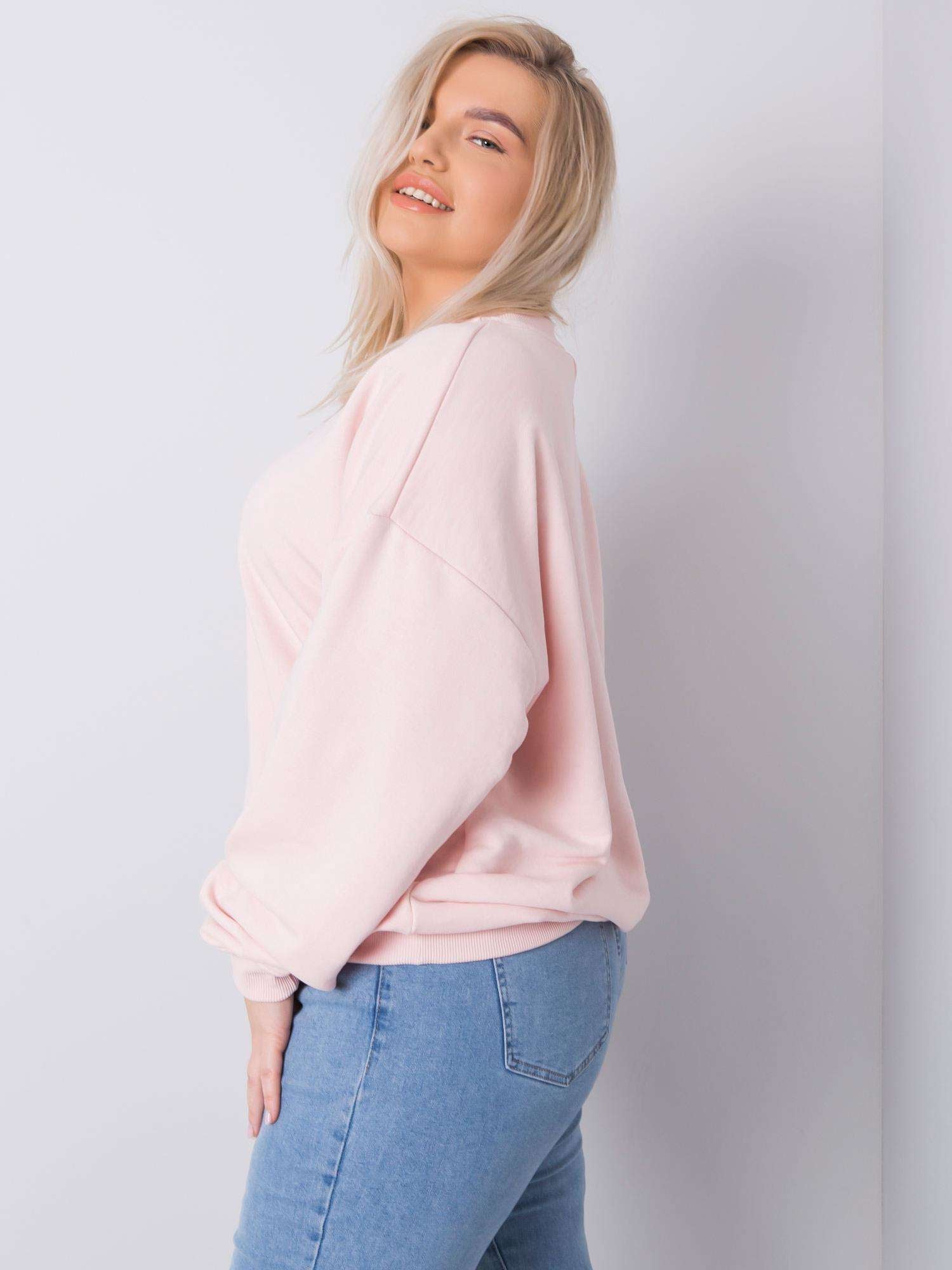 Jasnoróżowa bluza plus size bez kaptura