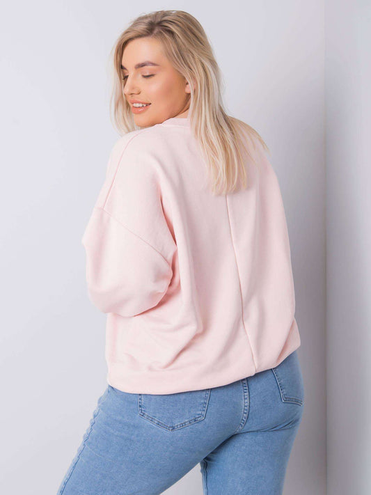 Jasnoróżowa bluza plus size bez kaptura