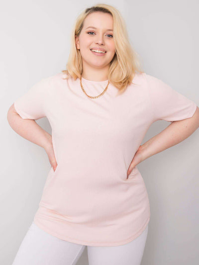 Jasnoróżowa bluzka plus size w prążek