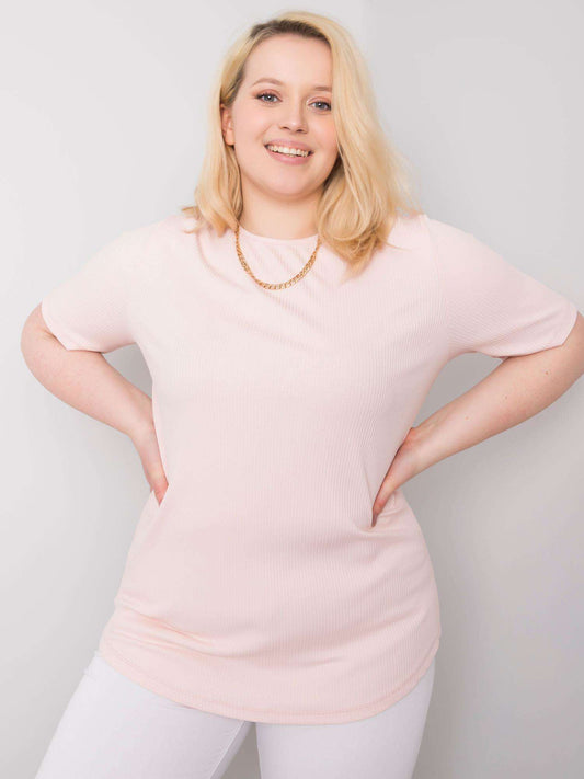 Jasnoróżowa bluzka plus size w prążek