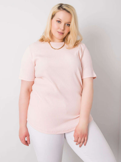 Jasnoróżowa bluzka plus size w prążek