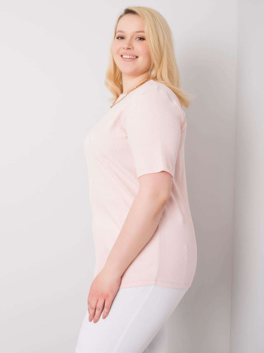 Jasnoróżowa bluzka plus size w prążek