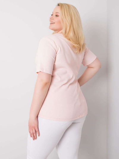 Jasnoróżowa bluzka plus size w prążek