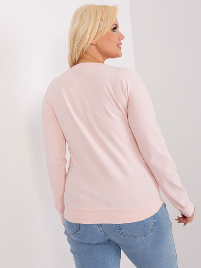 Jasnoróżowa damska bluzka plus size z bawełny