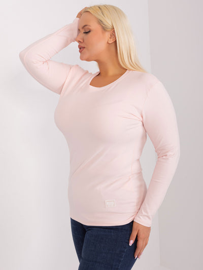 Jasnoróżowa dopasowana bluzka plus size z bawełny