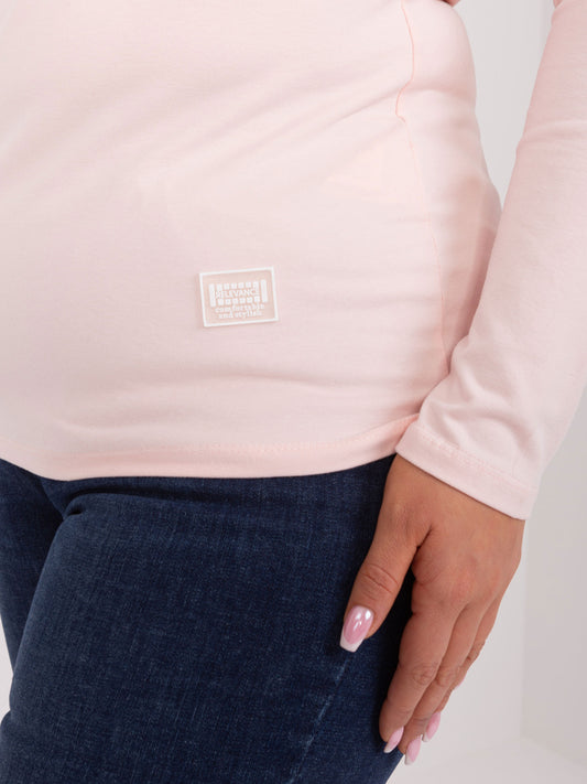 Jasnoróżowa dopasowana bluzka plus size z bawełny