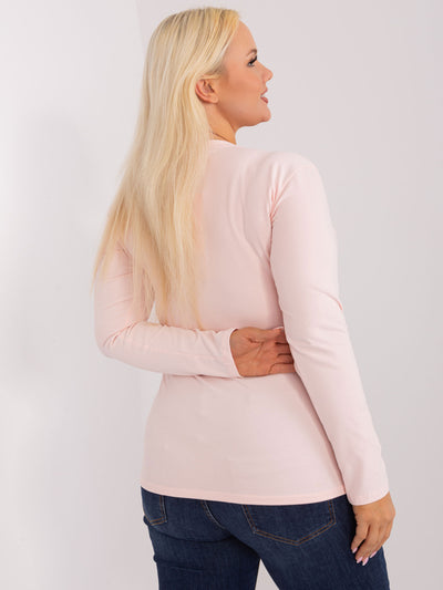Jasnoróżowa dopasowana bluzka plus size z bawełny