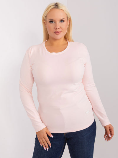 Jasnoróżowa dopasowana bluzka plus size z bawełny