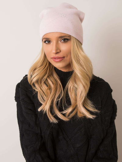RUE PARIS Jasnoróżowa czapka beanie