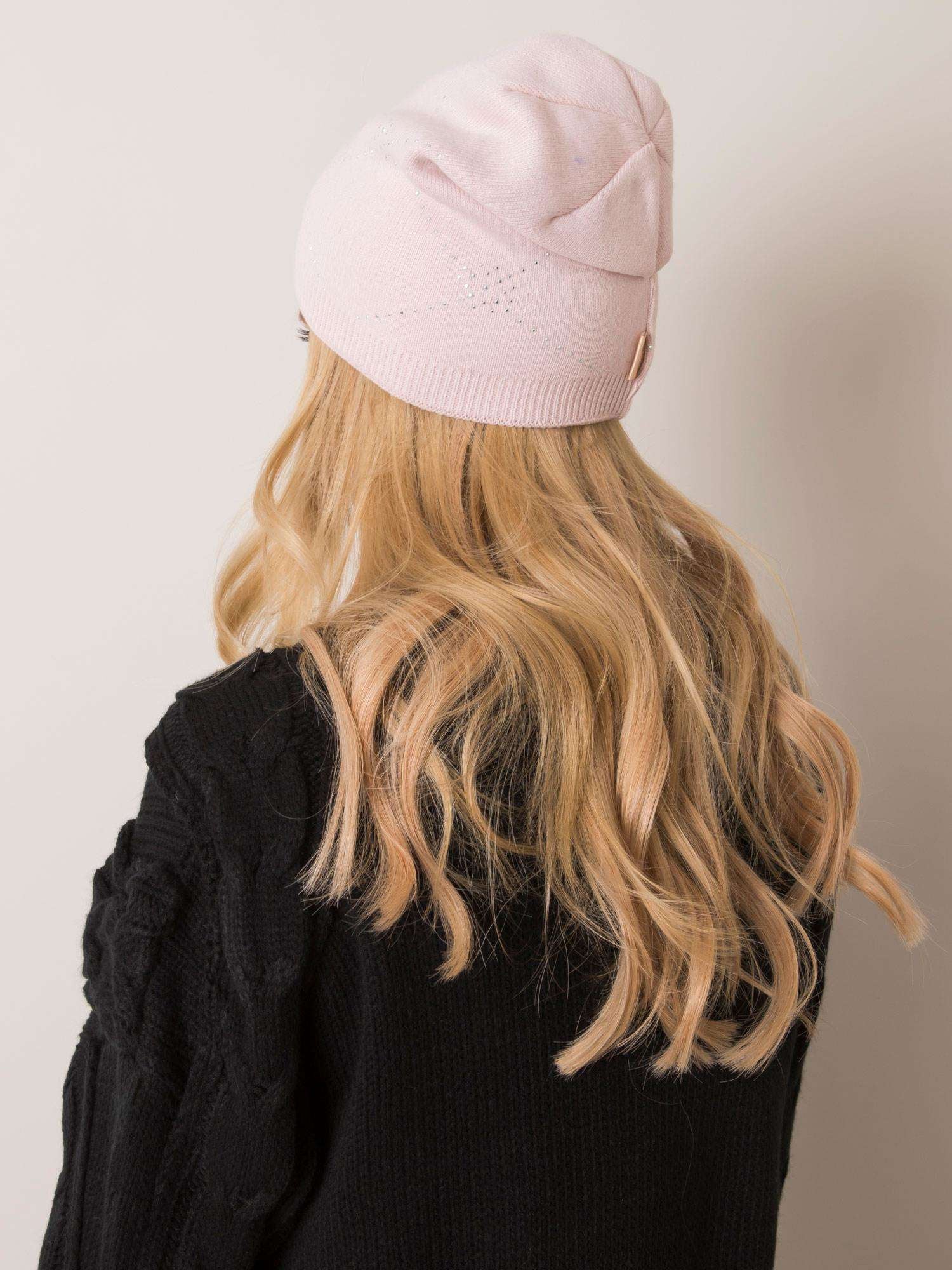 RUE PARIS Jasnoróżowa czapka beanie