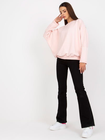 Jasnoróżowa damska bluza basic o kroju oversize RUE PARIS