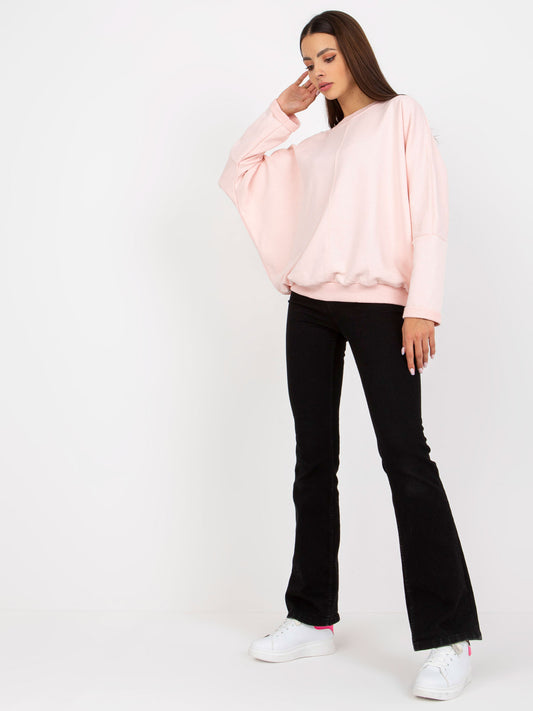 Jasnoróżowa damska bluza basic o kroju oversize RUE PARIS