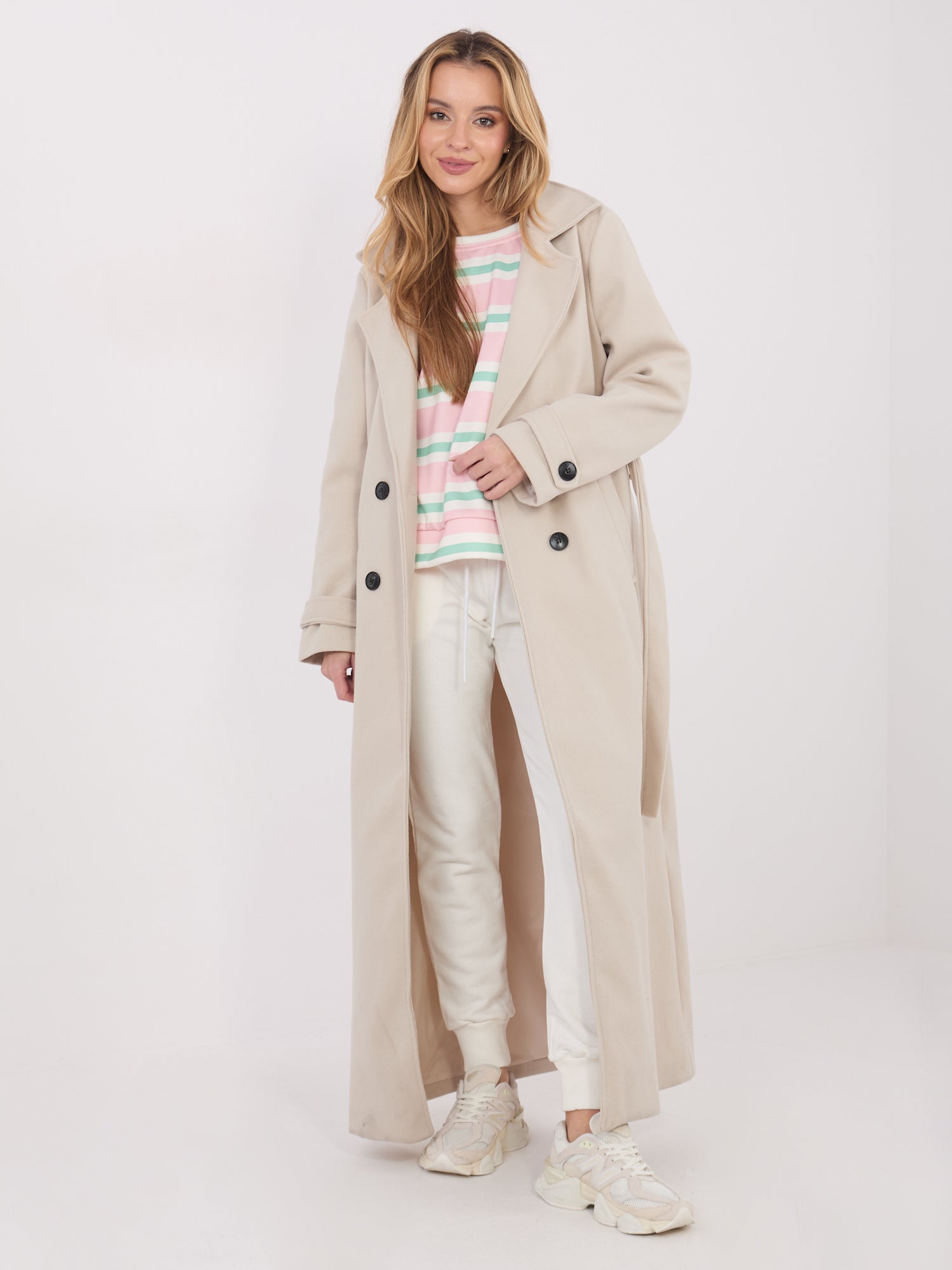 Jasnoróżowa damska bluza oversize w paski