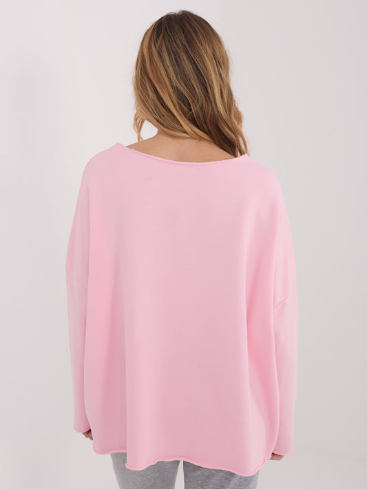 Jasnoróżowa bluza oversize z okrągłym dekoltem