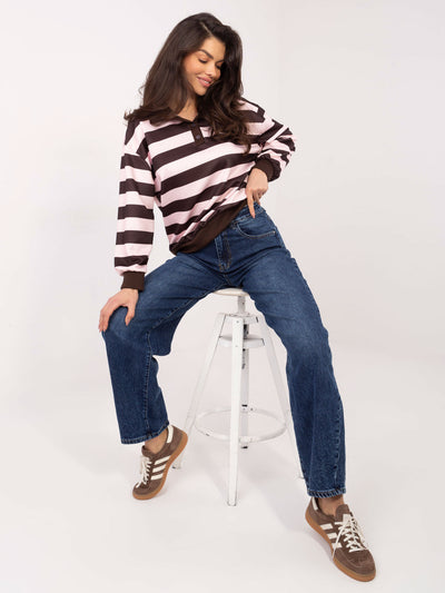 Jasnoróżowa bluza oversize bez kaptura