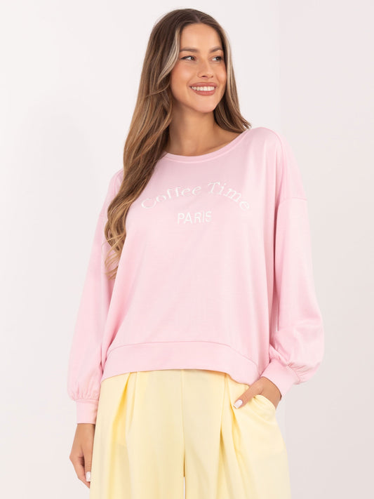 RUE PARIS Jasnoróżowa damska bluza oversize