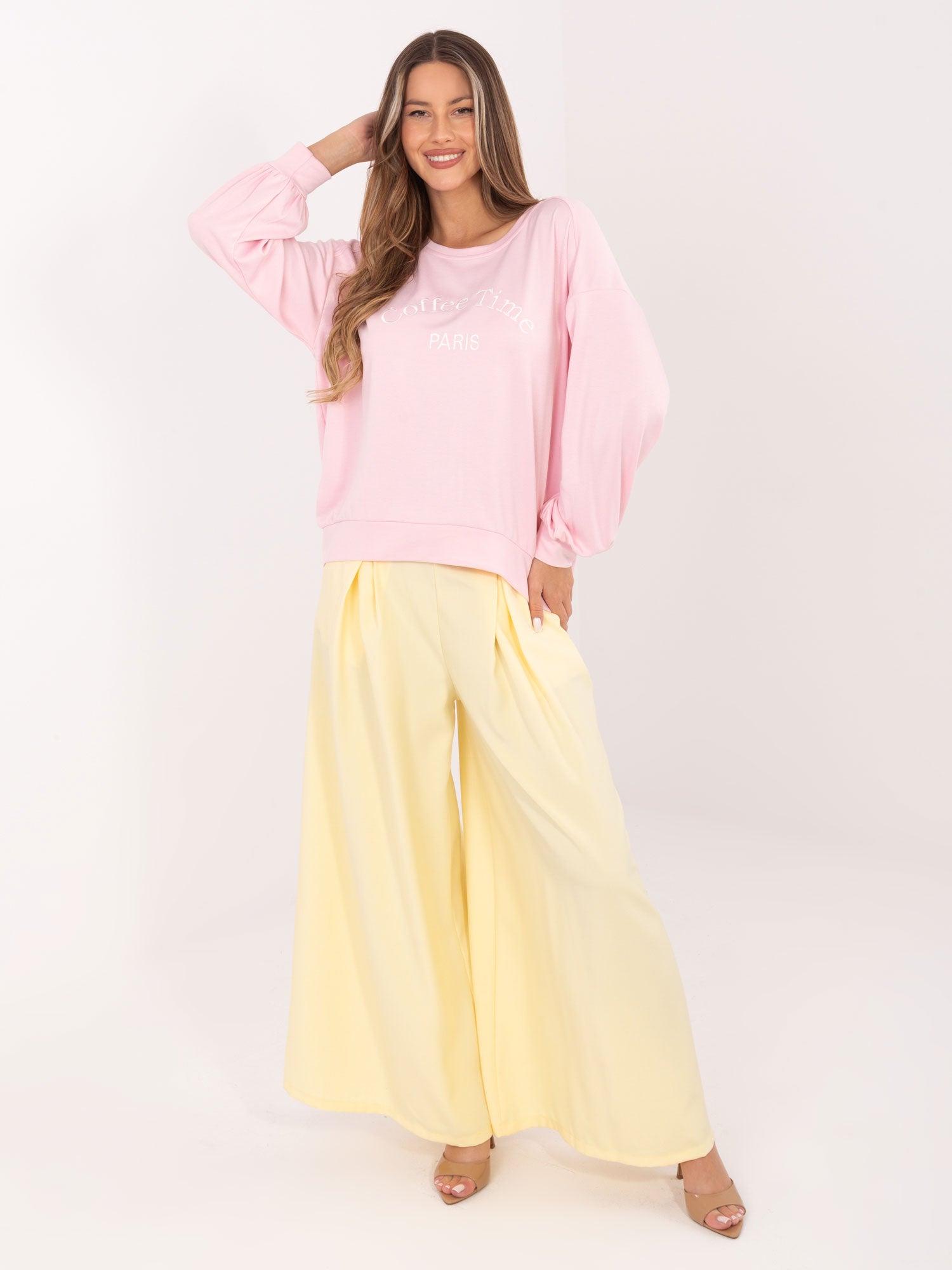 RUE PARIS Jasnoróżowa damska bluza oversize