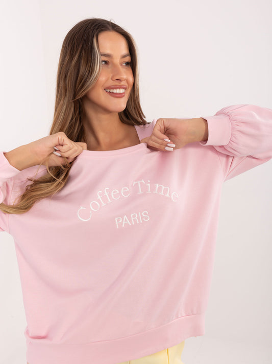 RUE PARIS Jasnoróżowa damska bluza oversize