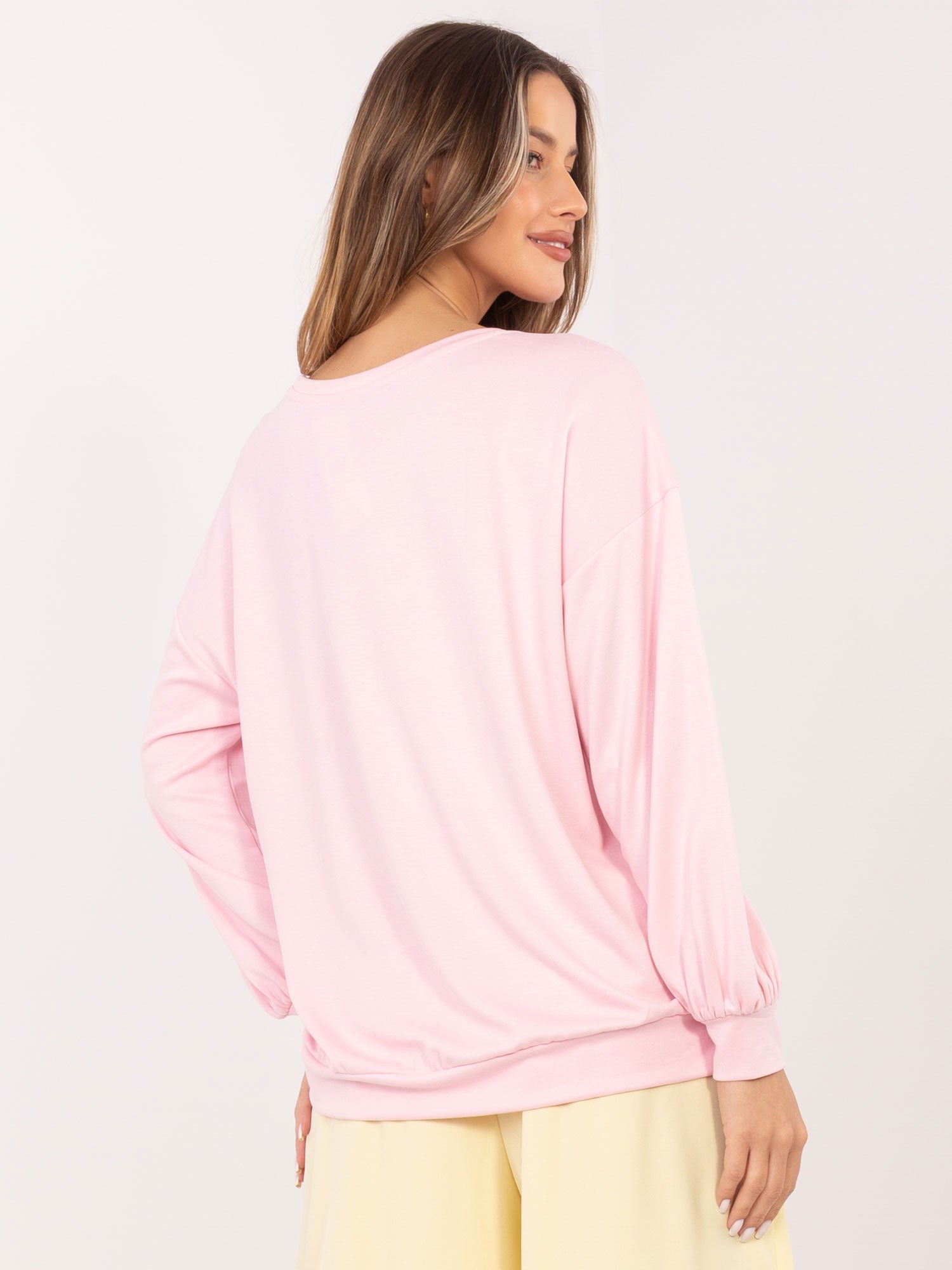 RUE PARIS Jasnoróżowa damska bluza oversize
