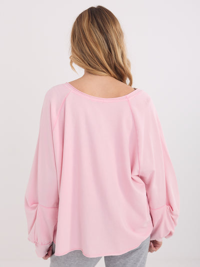Jasnoróżowa bawełniana bluzka oversize